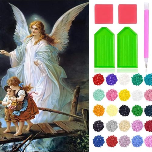 JesMolla 5D DIY Diamond Art Painting Kits for Adults, Large Size Full Drill Diamond Arts Rhinestone Pasted, DIY Painting Diamonod Dot Arts Crafts for Home Wall Decor Gift, 15.8”x21.6” (Angel Bless)