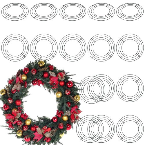 MOUYAT 20 Pack 8 Inch Round Green Metal Wreath Frame, Floral Crafts Wreath Form for DIY Christmas Wedding Party