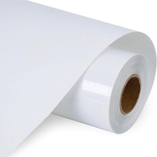 HTVVETUR White Heat Transfer Vinyl - 12" x 9ft HTV Rolls for Shirts, Iron on Vinyl for Cameo - Easy to Cut & Weed (K1 White-9ft)