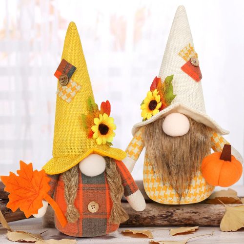 Thanksgiving Gnomes Decorations for Home 11.6inch Fall Gnome Plush Hold Maple Pumpkin Harvest Gift Table Tired Tray Decor Indoor Party