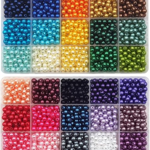 INSPIRELLE 1800 Pieces 6mm Pearl Beads 30 Colors Plastic Spacers Beads for Jewelry Making and Crafting