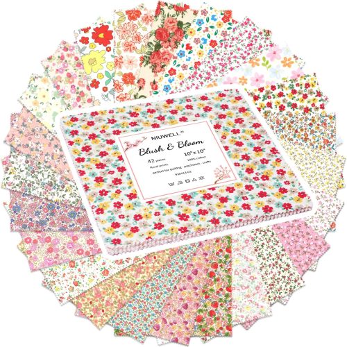 42 Pieces 10″ Pre-Cut Floral Prints Cotton Fabric Squares