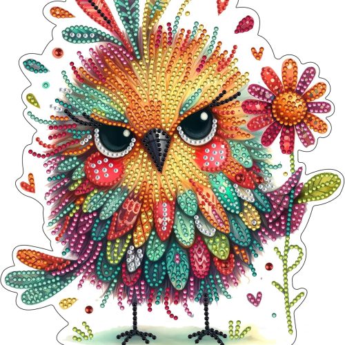 JJFox DIY Tabletop Diamond Art Painting Kit，Double Sided Desktop Ornament Special Shaped Rhinestone Desk Placement Ornament，Home Stand Up Gem Painting Craft Kit，Gift (Bird)