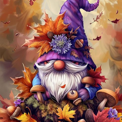 Harvest gnome Paint by Number for Adults Beginner,Falling Leaves and Mushrooms Paint by Numbers,Fall Decor Paint by Numbers Kits Suitable for Thanksgiving Day Decoration Without Frame 16x20 Inch