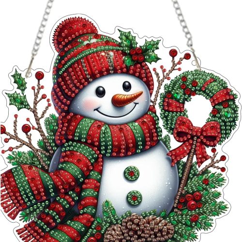 Christmas Diamond Art Hanging Kit for Adult,Special Shaped Rhinestone,Snowman DIY Acrylic 5D Diamond Art Painting Window Pendants Home Garden Wall Hanging Kits Hanging Ornament(Snowman)