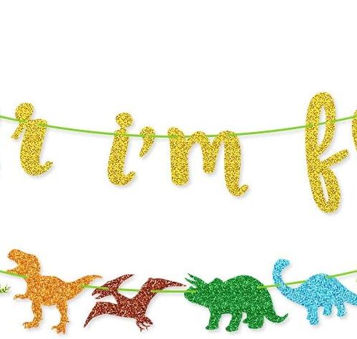 Roar I'm Four Banner Dinosaur Garland for Kids' 4th Dinosaur Birthday Party Decorations