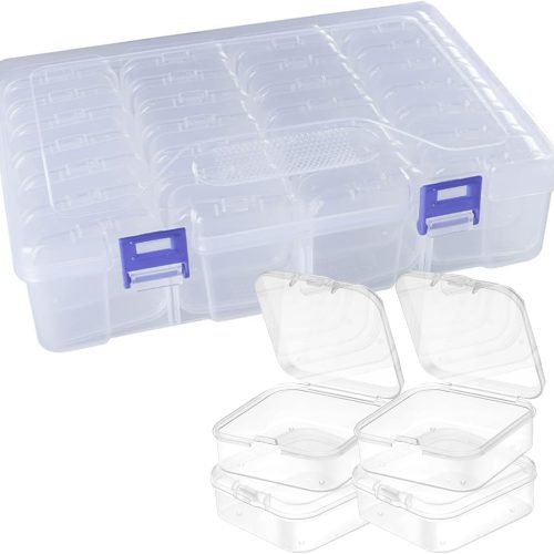 43-Slot Clear Plastic Bead Organizer Box with Hinged Lids - Portable Craft Storage Container for Jewelry Making, DIY Crafts, Nail Art & Small Parts