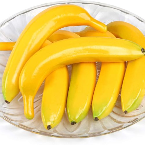 Kesoto 6pcs Artificial Lifelike Simulation Yellow Bananas Fake Fruit Banana House Kitchen Party Decoration, 7.5X 1.25 Inches
