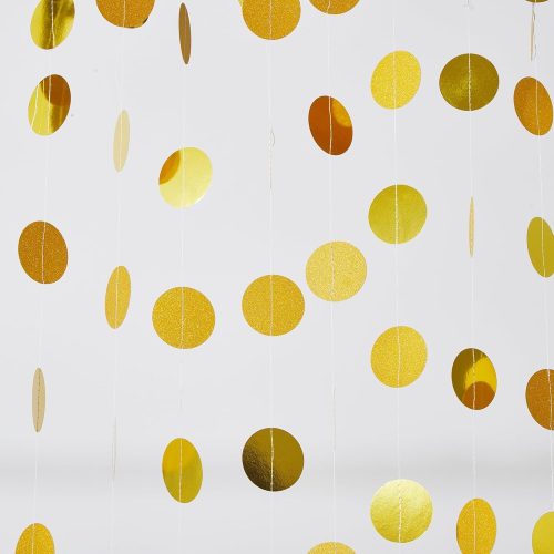 Circle Dots Garland - Gold Glitter 4 Pcs Birthday Party Decorations Party Decorations for Engagement Christmas Wedding Bachelorette Bridal Shower Baby Shower Decor