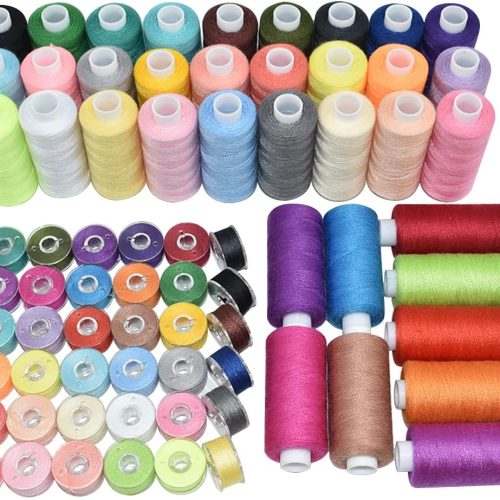 72Pcs 36 Colors Sewing Thread Set with Matching Prewound Bobbin Threads and Case, 550 Yards per Polyester Thread, Popular Colors for Hand & Machine Sewing