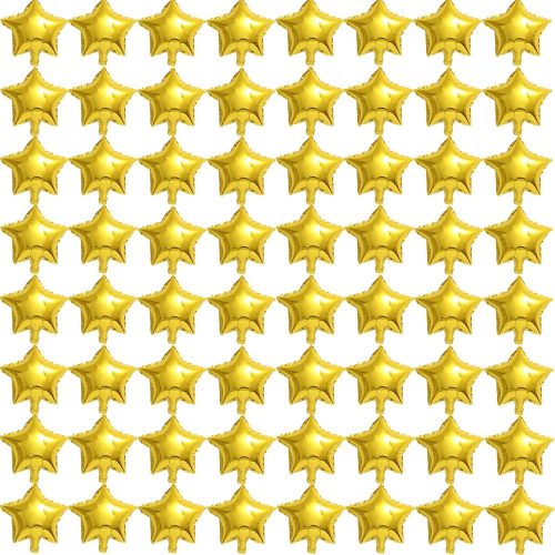 50 Gold Star Balloons - 5" Small Gold Foil Star Mylar Balloons for Party Decorations