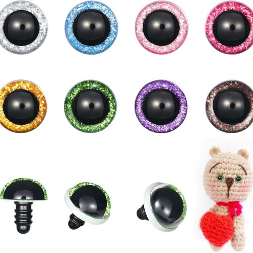 MUCUNNIA 120pcs 18mm Safety Eyes for Amigurumi Glitter Plastic Safety Eyes for Crochet with Washers Craft Crochet Eyes Doll Eyes for Crochet Animals Plush Stuffed Animals DIY Christmas Decorations