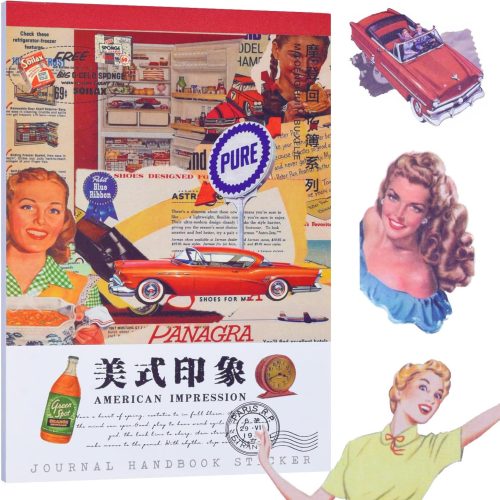 Washi Vintage Stickers for Scrapbooking - Aesthetic Junk Journal Supplies Kit, Ephemera Paper Book for Bullet Journaling, Planners, Diary