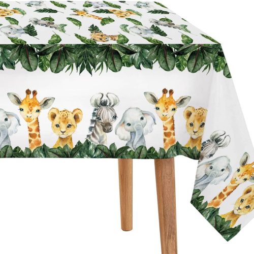 Yuzioey 3 Pack Jungle Safari Tablecloths Wild Animals Table Cover, Safari Baby Shower Decorations, 108" x 54" Wild One Birthday Party Supplies