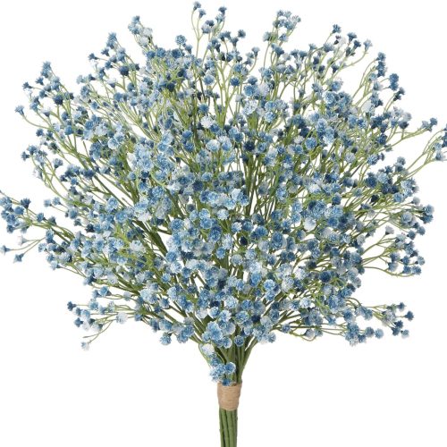10 Pcs Baby's Breath Artificial Flowers Bulk 3 Branches Faux Baby Breath Plastic Flowers Fake Gypsophila Flower Arrangement for Crafts Fake Flowers Bouquet for Wedding Home Decor Blue Baby Breath
