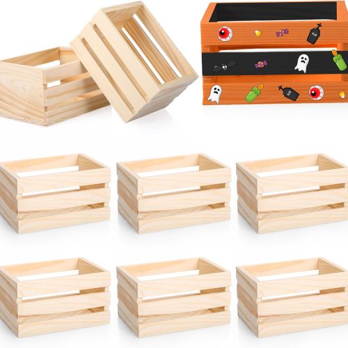 Roowest Decorative Wood Crates Nesting Storage Container,5" Farmhouse Decorative DIY Wooden Storage Boxes, Rustic Wooden Crates for Storage, Display(12 Pcs)