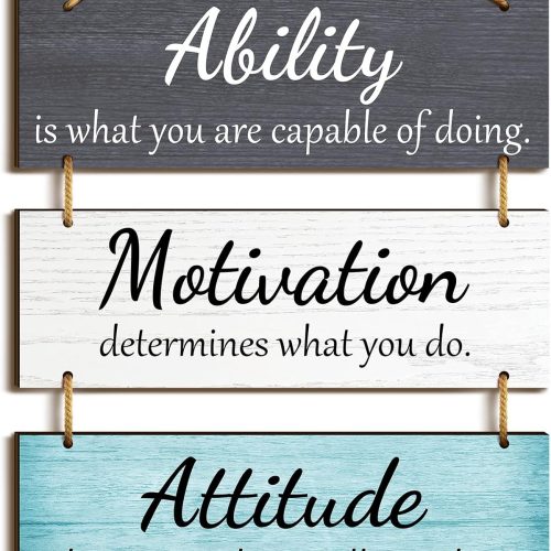 Office Wall Decor Inspirational Rustic Motivational Plaques with Sayings Wooden Hangings Ability Sign Bathroom for Home Office Art Decoration(Fresh Color)
