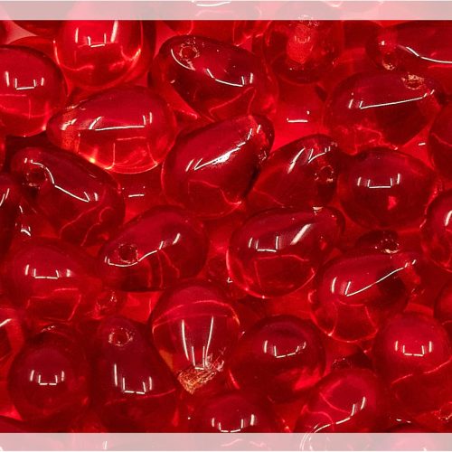Czech 50-Piece Glass Beads, 6x9mm, Teardrop Siam Red