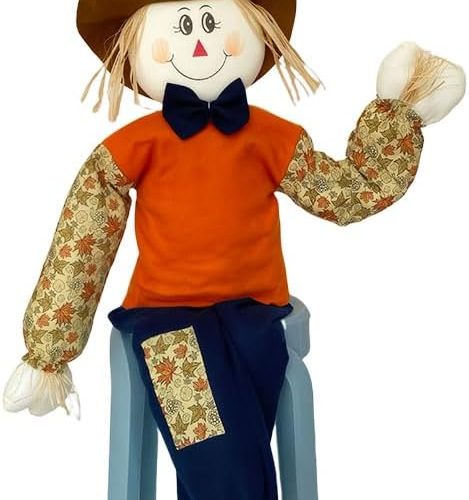Scarecrow Sitter, Fall Girl Hugger for Tree/Porch, 43.5" Moveable Arms and Legs, Thanksgiving/Halloween Harvest, Male