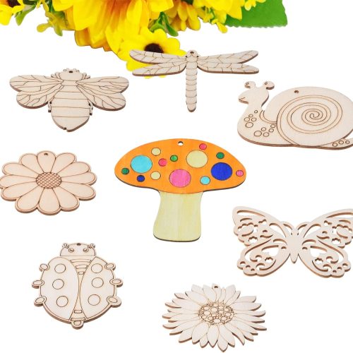 48PCS Unfinished Wood Insect Cutouts with Sling Hole,Butterfly Wooden Blank Paint Crafts for Kids Painting DIY Crafts Home Decoration Craft Project Home Decor Ornament Supplies(Insect Color)