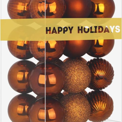 Bronze 1.6" Small Christmas Balls Christmas Tree Decoration Ornaments Shatterproof Hanging Balls for Birthday Halloween Holiday Wedding Decorations Set of 24pcs