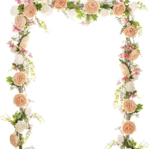 2 Pack Artificial Peony Garland Flowers, Floral Greenery Garland Rose Flower Vine Garland with Mixed Peony Flowers and Green Leaves for Wedding Table Home Party Decor (Champagne), STWET-03