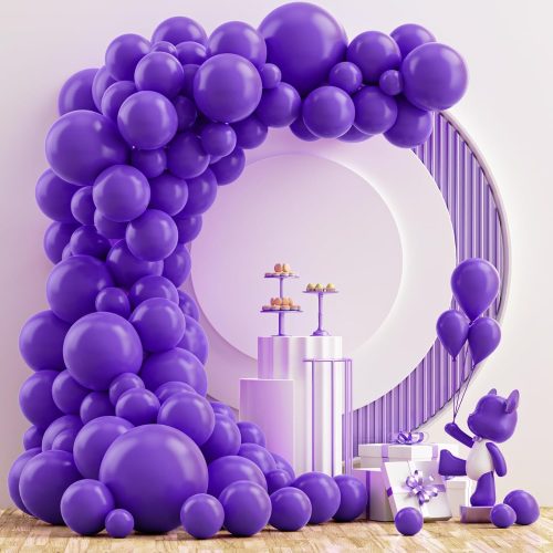 Purple Balloon Garland Kit, 102PCS 18In 12In 10In 5In Dark Purple Balloons with Different Sizes for Baby Shower, Birthday Celebrations, Engagement, and Wedding Decorations