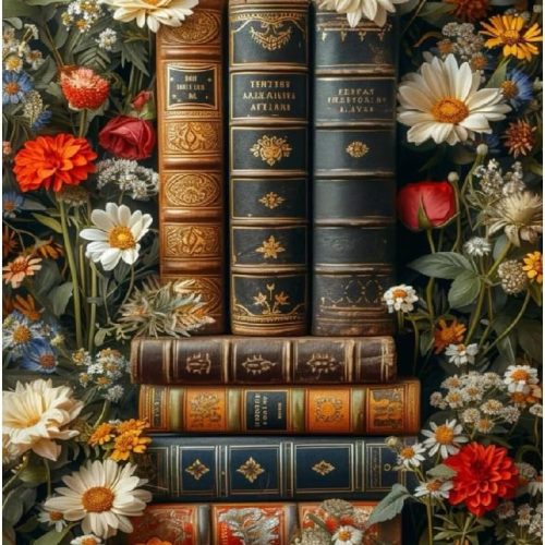 Books Diamond Art Kits for Adults, Flower 5D Diamond Painting for Adults, Gem Painting Kit Parts for Wall Home Decor Arts Craft 12x16 inch