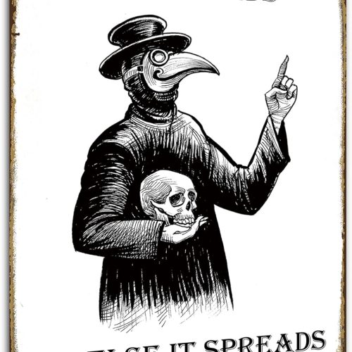 HIDEGRASS Wash Your Hand Plague Doctor Gothic Decor Wall Decor Guest Wall Decor Art Tin Sign In The Bathroom Bedroom 8 X 12 Inch