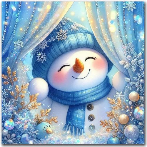 igoodom Christmas Diamond Art Kits for Adults, Christmas Snowman Diamond Painting Kit for Beginners, DIY 5d Full Drill Round Diamond Art Kit for Home Wall Decor Gift 14x14inch