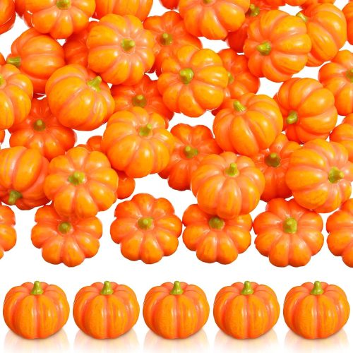 Poen 50 Pcs Mini Resin Pumpkins Thanksgiving Tiny Miniature Pumpkins for Crafts DIY Artificial Vase Bowl Filler Home Indoor Fall Thanksgiving Autumn Table Party Gifts Decorations