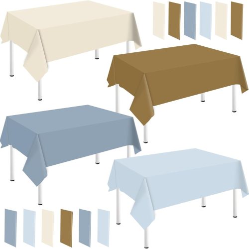 16Pcs Baby Shower Plastic Tablecloth Ivory Brown Blue Rectangle Ta ble Cover Waterproof Table Cloth for Bear Baby Shower Table Decoration Supplies, 54 x 108 Inch