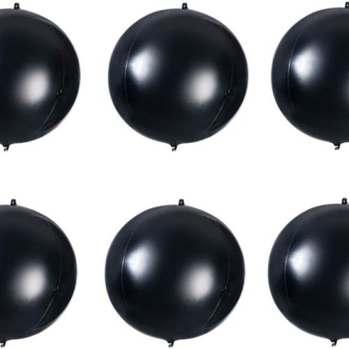 4D Black Foil Balloon 10 inch Mylar Helium Balloon for Birthday Wedding Halloween Party Favor Supplies, Pack of 20