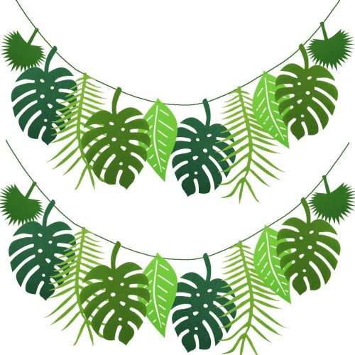 Tropical Leaf Banner Hawaii Luau Party Leaves Garland Summer Beach Theme Wedding Birthday Party Decor (2)