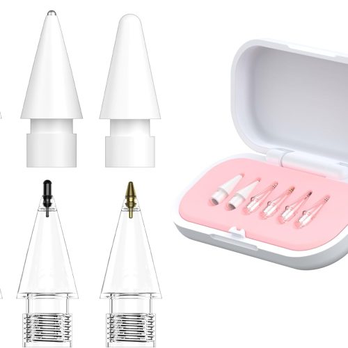 6-Pack Replacement Pencil Tips for Apple Pencil Pro/ 2nd Gen/ 1st Gen/USB C, Needle Pencil Tips with Case, Precise Control Tips Plastic/Metal iPencil Tips, IPad Pro Pencil Sets