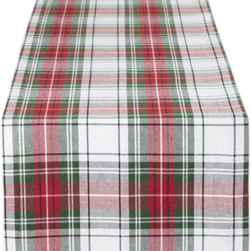DII Tartan Plaid Collection Holiday Dining Table & Kitchen Décor, Christmas Table Runner, 14x72, Red, Green & White