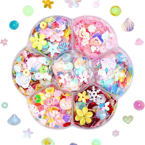 1 Box of Sequins and Spangles for Crafts, Multi Color Sequin Kids Art Sequins DIY Sequin Supplies for Jewelry Making Handmade Clothes Parties Nails Decorations
