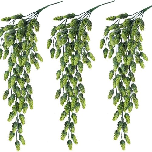 3Pcs Artificial Fake Flowers Hops Plants Realistic Faux Plastic Greenery Hanging Plant Vines UV Resistant Flower Wreath Decorations for Home Wall Garden Wedding Party Outdoor Balcony Corridor Décor