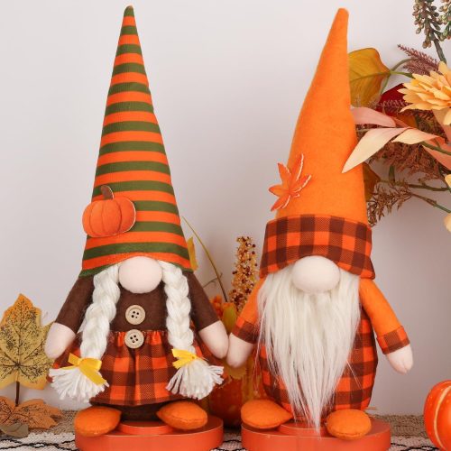 Thanksgiving Decorations for Home - Cute Thanksgiving Gnomes Plush for Office, Indoor, Living Room, Tiered Tray, Harvest Table Supplies Fall Home Decor