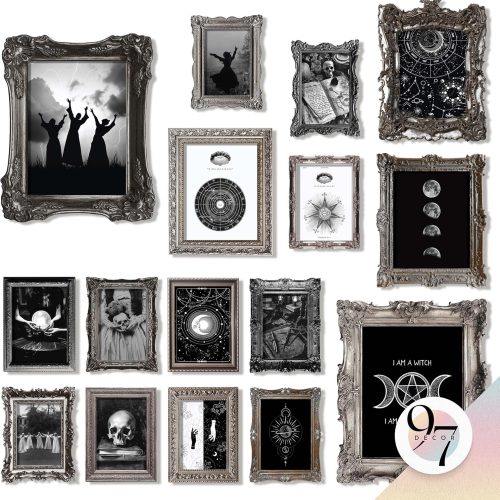97 Decor LARGE 11x14 Vintage Gothic Decor For Bedroom - Large Witchy Home Decor, Goth Room Decor Aesthetic, Halloween Witchy Wall Art Prints, Creepy Dark Posters Witch Pictures Spooky Wall Decoration (Unframed)