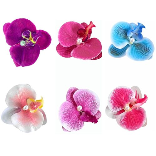 Hawaiian Flower Hair Clip Fabric Artificial Flower Alligator Hair Clip Hairpin Barrette Headdress Bobby Pins Headwear Hair Accessories for Beach Holiday Party (Butterfly orchid)