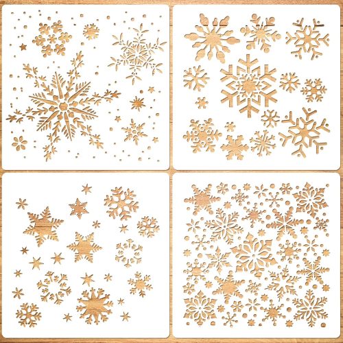 Konsait Large Christmas Snowflake Stencil Template,Reusable Plastic Painting DIY Crafts Templates,Xmas Snowflake Decor for Wood Window Glass Greeting Card,Cookies, Cake,Biscuit,Dessert,Coffee Decor