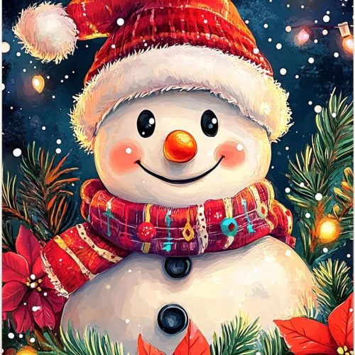 Christmas Diamond Painting Kits for Adults,Snowman Diamond Art Kits for Adults, DIY 5D Diamond Painting Kits for Beginners Home Wall Decor 12x16inch