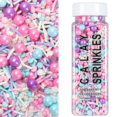Pastel Sprinkles for Cake Decoratiing, Pink Purple Blue White Sprinkles Mix Jimmies, 130g/4.59oz, Confetti for Baking, Cookies, Cupcake, Ice Cream Toppings, Celebrations Wedding Shower Party Christmas Supplies