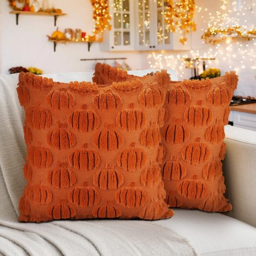 Fall Pillow Covers 18x18 Set of 2, Harvest Pumpkin Pillow Covers, Autumn Throw Pillows for Thanksgiving Couch Bed Living Room Decor