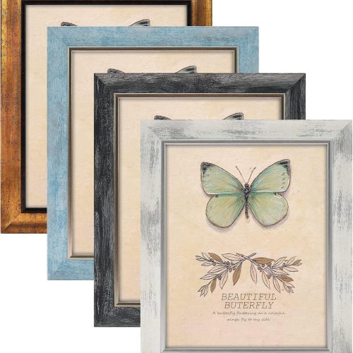 XUANLUO 8x10 Picture Frames Set of 4 Rustic Retro Photo Frame with HD Plastic Cover for Wall Mount and Tabletop Display Family Friends Wedding Gift
