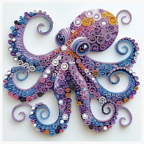 MVVMTOP Diamond Art Painting Kit, 5D DIY Octopus, Special Shape Crystal Artificial Diamond Partial Mosaic Handicraft for Beginners, Wall Decor Art for Bedroom, Office, Living Room, Christmas Gift