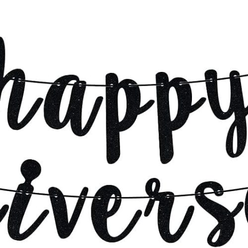 Happy Anniversary Banner, Anniversary Party Decorations, We Still Do, Happy Wedding Day Party Decoration Supplies Black Red Glitter