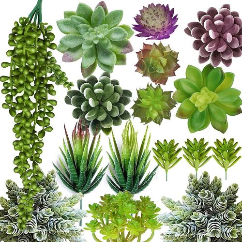 Artificial Succulent Plants - 16 Pcs Set Faux Succulents Unpotted Fake Succulent Plants, Premium Crafting DIY Floral Decor for Home Garden Office Party (High Realistic)