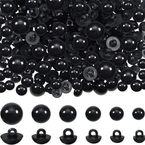 TOAOB 320pcs Sew On Safety Eyes Buttons Black 8mm to 15mm Plastic Mushroom Domed Sewing Crafting Eyes for DIY Stuffed Animals Amigurumis Crochet Doll Making